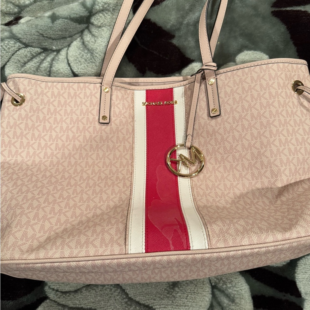 Michael Kors Pink and Red Tote Bag